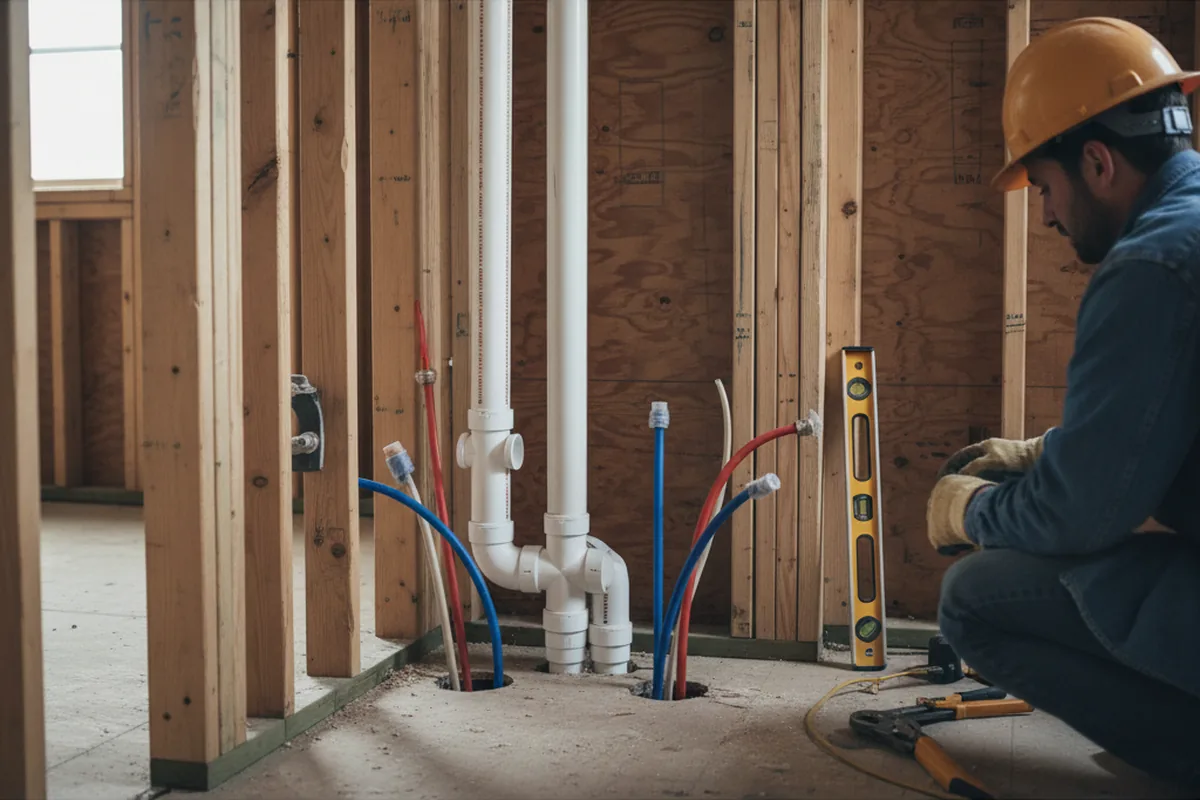 Drain and supply rough-in during Sump Pump Repair in Chapin