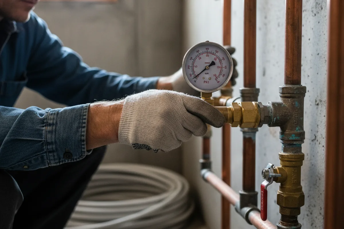 Pressure testing a repaired line during Water Line Repair in Chapin